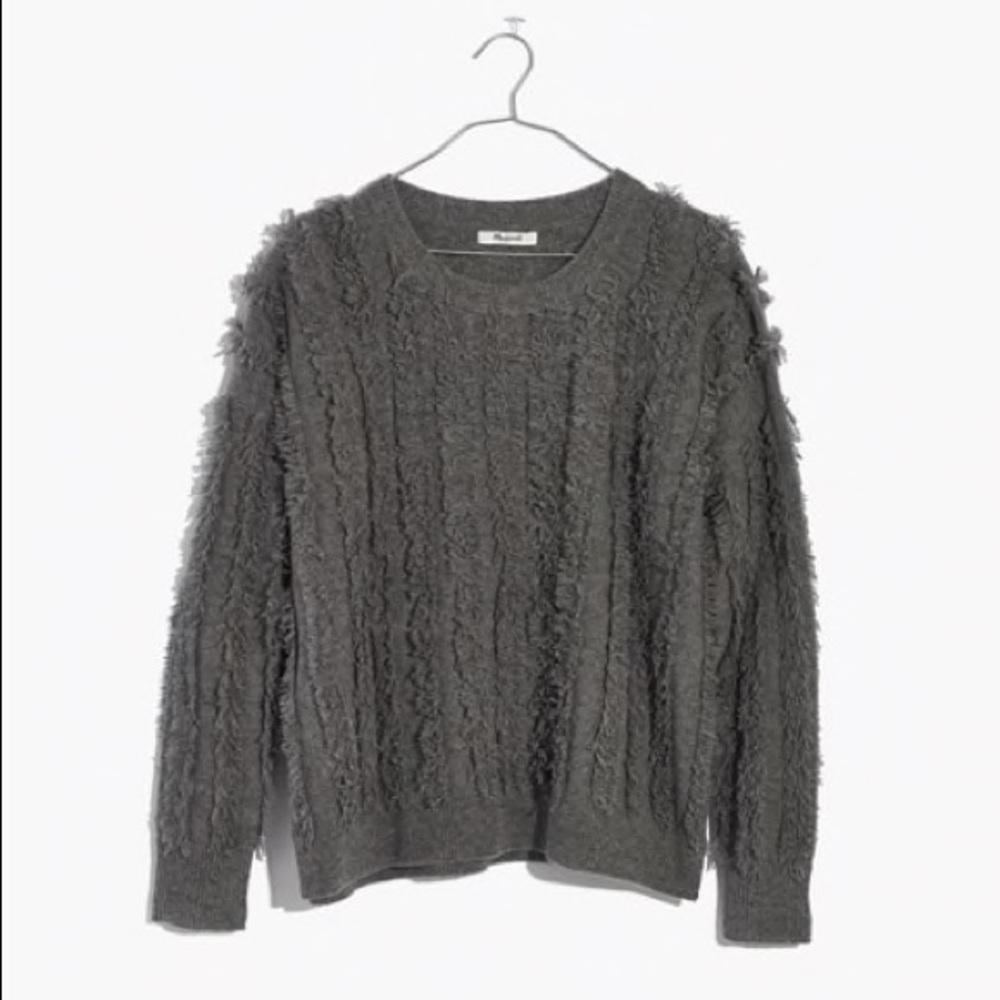Madewell Fringe Sweater Grey NWOT - Picture 1 of 7